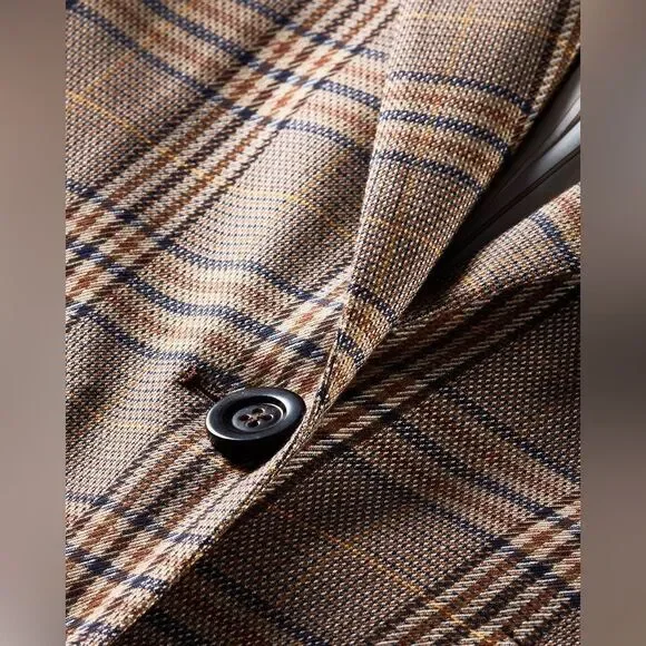 Veronica Beard Maci Plaid Dickey Blazer Tan Jacket Size 8 - Picture 14 of 14